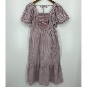 Old Navy Red and White Striped Midi Dress